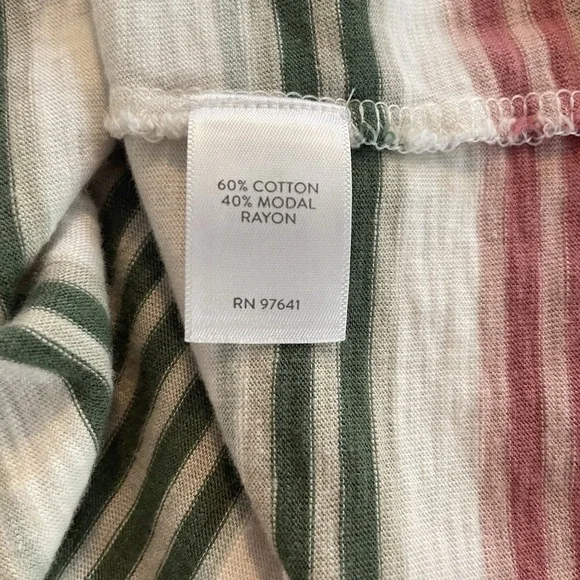 J Jill Women's Tank Dress Green Pink Striped Casual Preppy Lightweight Medium - Picture 11 of 12